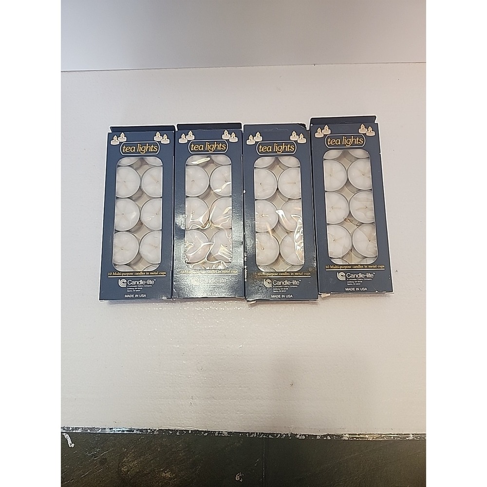Lot of 4 Candle-lite White Tea Light Candles 40 Count Total Unscented USA Made